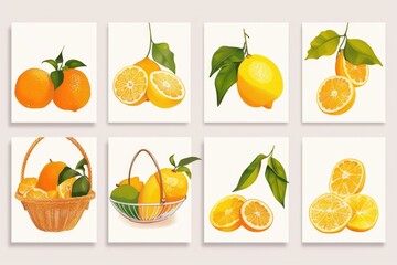 Wall Mural - A collection of juicy oranges arranged neatly on a wooden table
