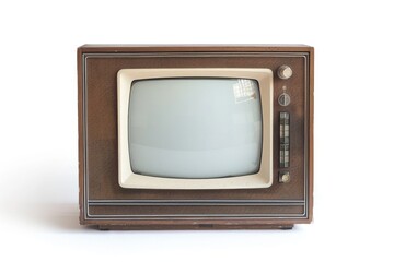 Wall Mural - An old-fashioned television set sits on a white surface, awaiting its next use