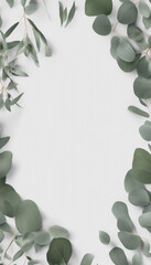 Wall Mural - Herbal eucalyptus leaves frame isolated on a white transparent background Greenery wedding simple m