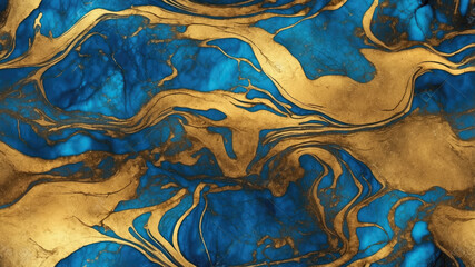 Gold blue marble texture background

