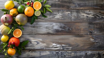 Wall Mural - orange fruit on wood background