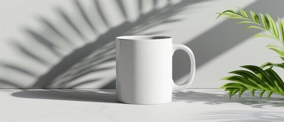 Wall Mural - Mockup Display Reference. A White Mug with Copy Space