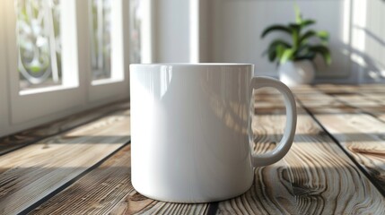 Wall Mural - Mockup Display Reference. A White Mug with Copy Space