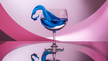 Sticker - A glass of a blue liquid in the bottom of a wineglass, AI