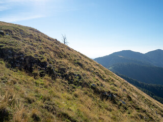 view on the mountains in the Southern French Alp on a sunny late summer day