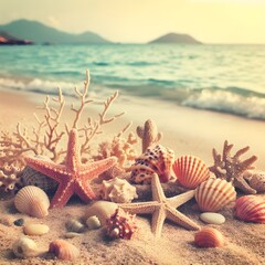 shells and starfish on the beach