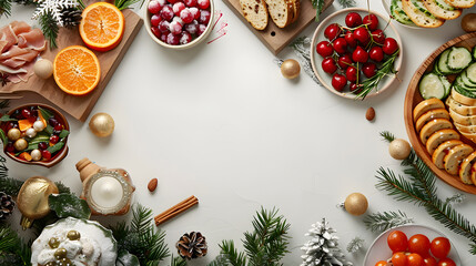Wall Mural - Christmas table with food isolated on white background, minimalism, png
