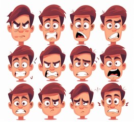 Wall Mural - Face expressions in cartoon form. Illustrations of emotions