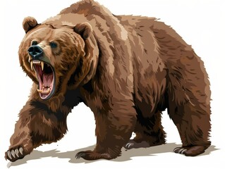 isolated white background with a bear clipart illustration