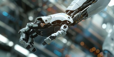 innovation in action. robotics engineer programming a robot arm 2 concept