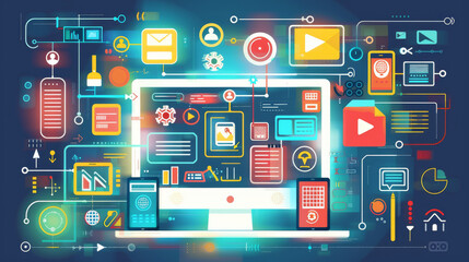 Wall Mural - Vector illustration of web design and development.	
