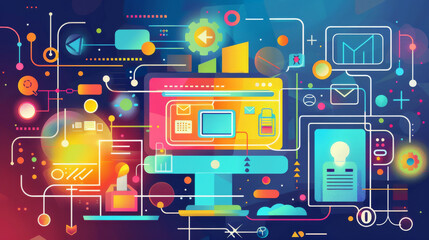 Wall Mural - Vector illustration of web design and development.	
