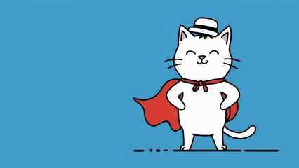 Wall Mural - A cartoon cat dressed as a superhero with a top hat and cape, AI