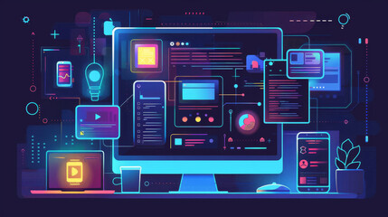 Wall Mural - Vector illustration of web design and development.	
