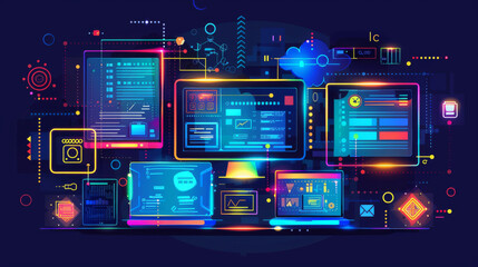 Wall Mural - Vector illustration of web design and development.	
