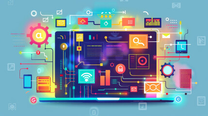 Wall Mural - Vector illustration of web design and development.	
