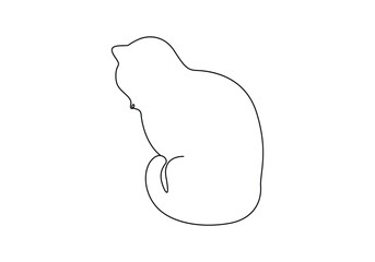 Wall Mural - Cute cat in one continuous line drawing vector illustration. Premium vector