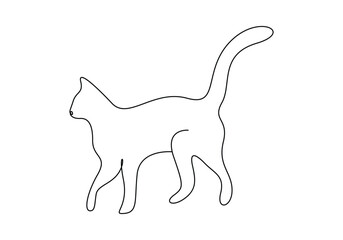 Wall Mural - Cute cat in one continuous line drawing vector illustration. Premium vector
