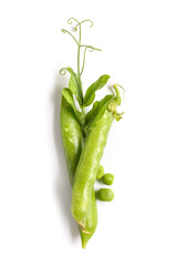 Poster - Green peas on white background