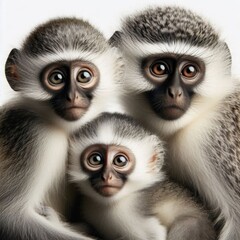 Wall Mural - Vervet Monkey - Chlorocebus pygerythrus in front of a white background