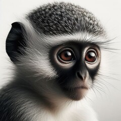 Wall Mural - Vervet Monkey - Chlorocebus pygerythrus in front of a white background