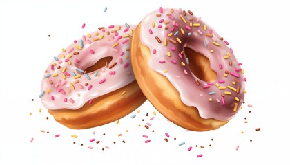 Wall Mural - donut with pink sprinkles and sugar icing
