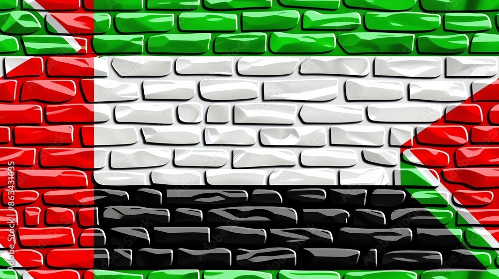 Kuwait Flag Pattern Seamless pattern of the Kuwaiti flag in a handdrawn style, depicting ...