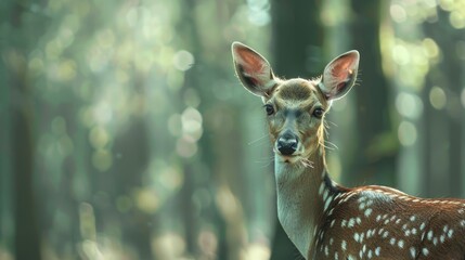 Wall Mural - Deer in the Forest A Close Up View