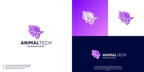 Wall Mural - modern technology elephant logo, geometric style, logo design illustration.