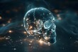 © Pingun - Futuristic illuminated skull with glowing network connections against a dark background, representing artificial intelligence and technology.