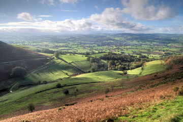 Wall Mural - Landscape with Hills and Blue Sky (Moel Famau Country Walk in North wales, UK.)