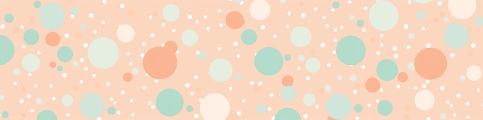 Wall Mural - of a retro grunge polka dot background with pastel peach and mint green colors, banner