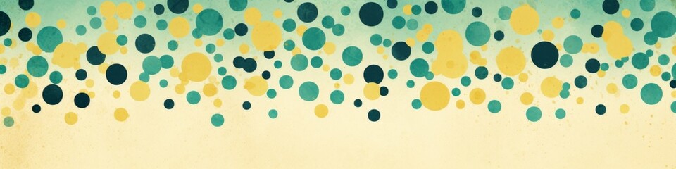 Wall Mural - A retro grunge polka dot background featuring soft yellow and emerald green colors, banner