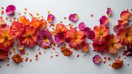 **A white sheet of paper with scattered flower petals, creating a beautiful contrast
