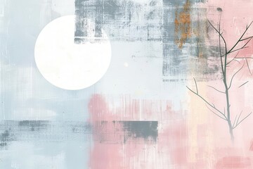 Canvas Print - abstract japanese design with delicate pastel colors minimalist artistic composition
