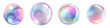 © aditya - Set of 3d circle shape iridescent holographic bubble with gradient color pastel elements design, isolated on white background, png