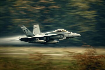 Sticker - a fighter jet taking off from a runway