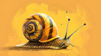 Wall Mural - Cheerful little snail isolated on white background, vector illustration. 