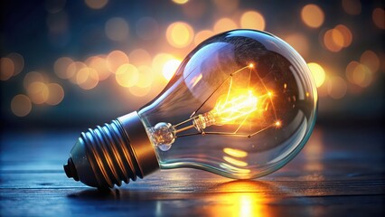 Poster - A close-up photo of a lightbulb glowing with a spark of imagination , Bright ideas, creativity, innovation