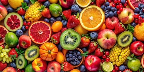 Colorful background filled with various fruits, fruits, colorful, background,vibrant, healthy, nutrition, fresh, summer, tropical