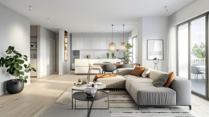 Interior design of modern scandinavian apartment 