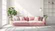 © Chhayny - Modern room interior in light tones with pink sofa