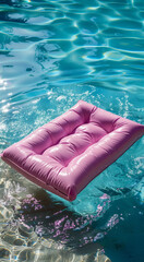 Poster - Pink inflatable bed in the swimming pool