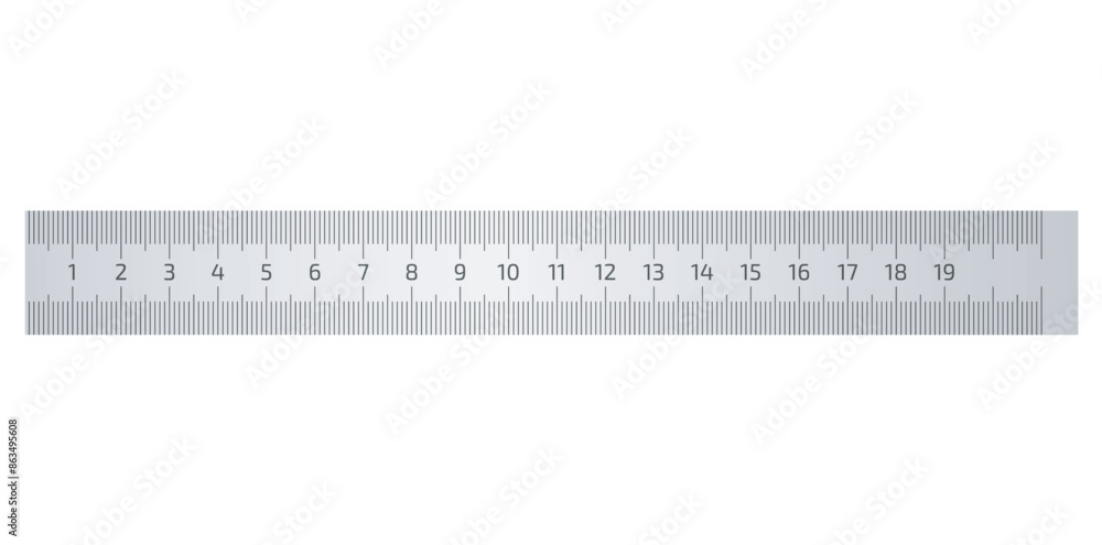 Realistic Horizontal Ruler Icon Isolated On White Background, Measuring ...