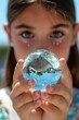 © Evandro - Girl Holding a Crystal Earth (world).