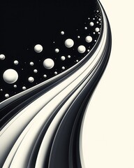 Wall Mural - Abstract Black and White 3D Background with Spheres.