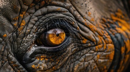 Closeup of an elephants eye, capturing the wisdom and texture of the skin, ideal for emotional wildlife portraits