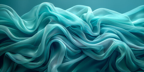 Canvas Print - design your space copy background fabric turquoise beautiful folds wavy soft silk wave liquid background color teal elegant fabric satin silk green blue 