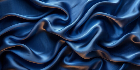 navy blue elegant abstract background silk satin fabric nice folds beautiful dark blue background wavy lines copy space 