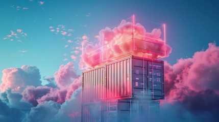 Wall Mural - Cloud container concept blending technology